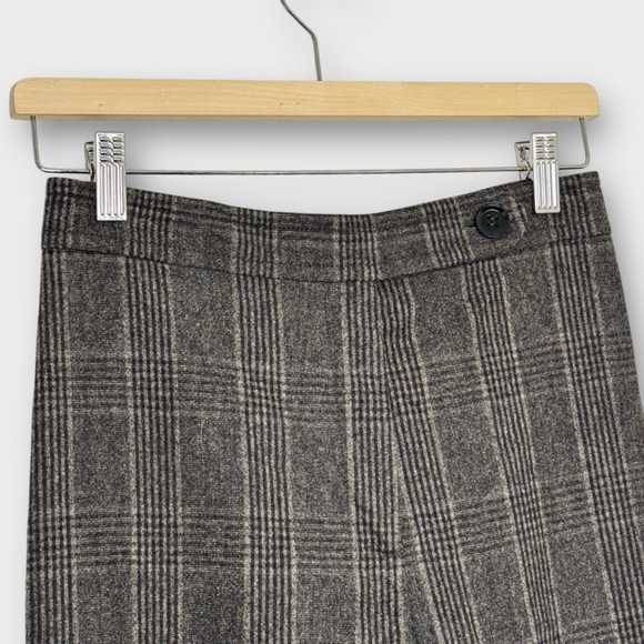 MaxMara Brown Black Plaid Wool Straight Leg Pant Trousers 2 - Picture 7 of 14